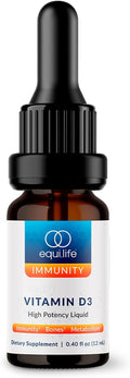 Equilife Vitamin D3: High Potency Liquid Drops, Non GMO, 0.40 fl oz | Easy Digestion & Absorption | Supports Immune Function | Promotes Bone & Overall Health | Allergen & Gluten Free | Non-GMO