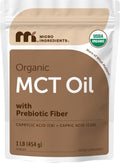 Micro Ingredients Organic MCT Oil Powder with Prebiotic Fiber, 1 lb (16 oz) | C8 & C10 MCT Oil for Coffee Creamer. 45 Servings. Unflavored. Keto & Vegan Friendly, Non-GMO, Gluten Free.