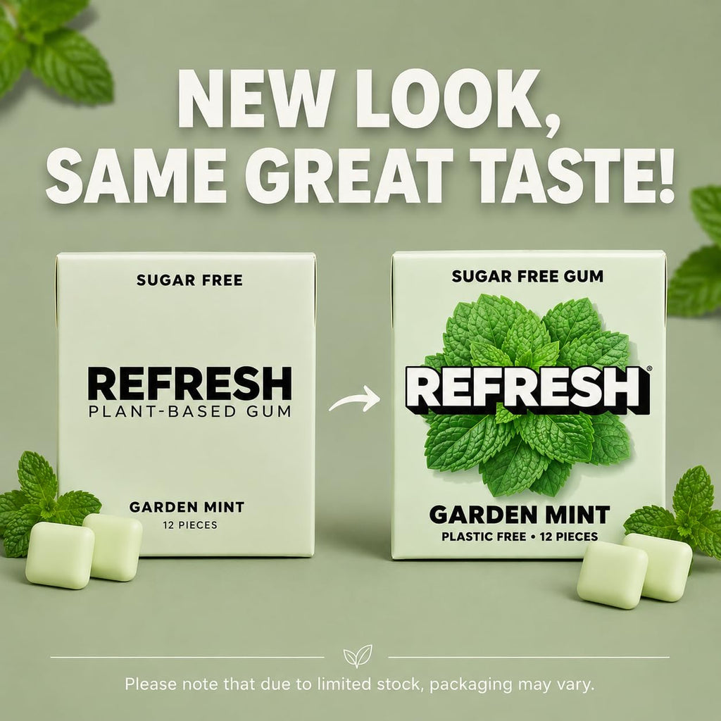 Refresh Sugar Free Chewing Gum with Xylitol, Garden Mint, 12 Pack