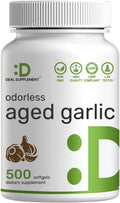Odorless Aged Garlic, 500 Softgels – Enhanced with MCT Oil - Fresh Allium Sativum Bulb Source – 2-Years Aged Garlic Extract – Non-GMO, cGMP Manufactured