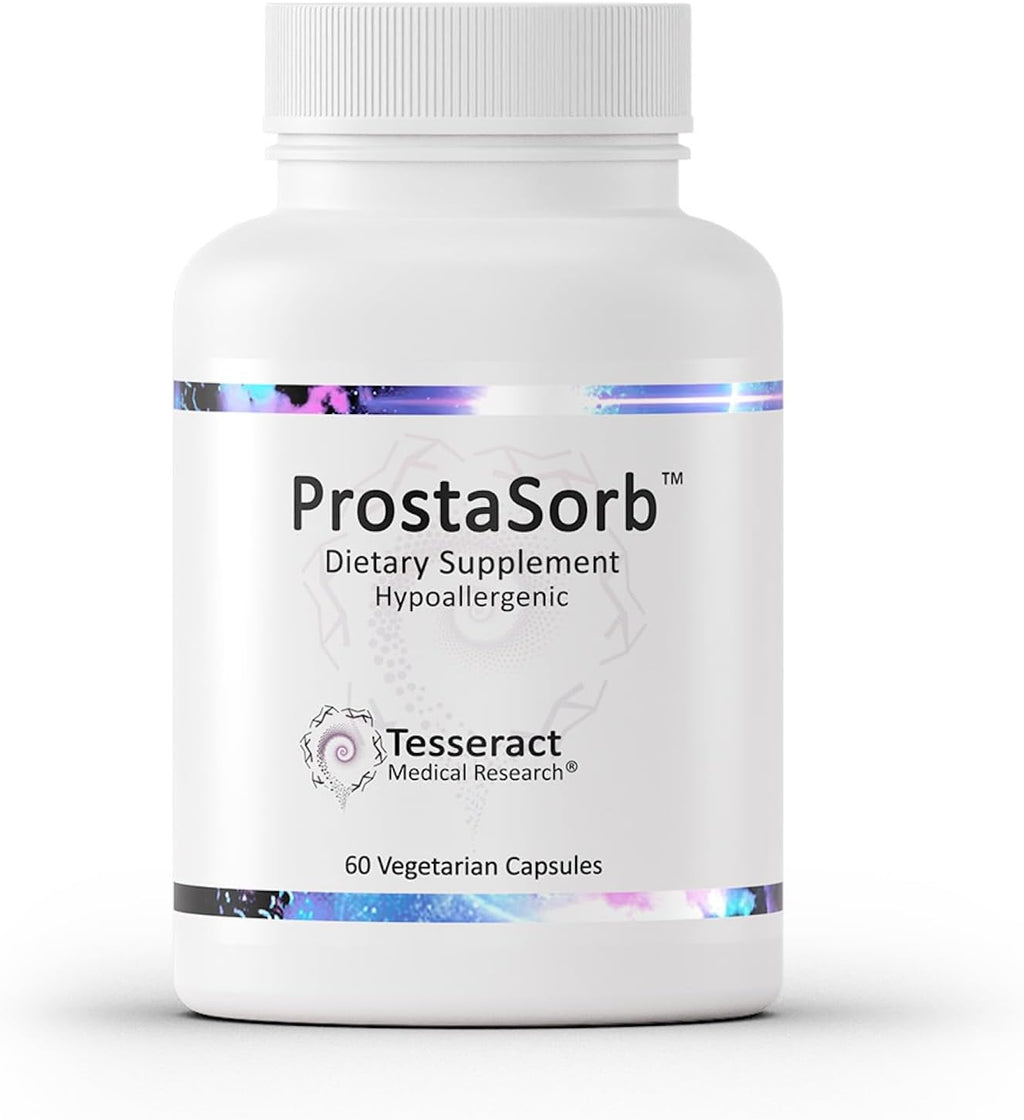 Tesseract ProstaSorb, Prostate Supplements for Men with Saw Palmetto, Pygeum and Pumpkin, Supports Healthy Prostate Function, Bladder Emptying, Urinary Flow, Gluten Free, 60 Vegetarian Capsules