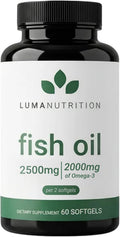 Luma Nutrition Omega 3 Fish Oil Supplement 2500mg - 60 Softgels