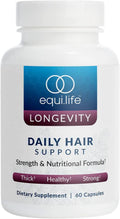 Equilife Daily Hair Support Supplement, Blend with Biotin, 60 Capsules | Ashwagandha, Zinc & Saw Palmetto | Helps Enhance Thickness & Strength | Supports Hair Growth & Repair | Gluten Free | Non-GMO