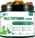 NATURE TARGET Multivitamin for Dogs, 120 Soft Chews, Chicken Flavor | with MSM & Glucosamine, Omegas 3 & 6, & Probiotics for Digestive Health, Joint Support, Skin & Coat, Immune & Overall Health