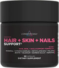 Livingood Daily Hair, Skin & Nails Supplement, 14-in-1 Formula with Biotin, Collagen, Keratin, Bamboo, Selenium, Folate, B12, Zinc and More, Beauty Supplement for Women & Men, Gluten Free, 60 Capsules
