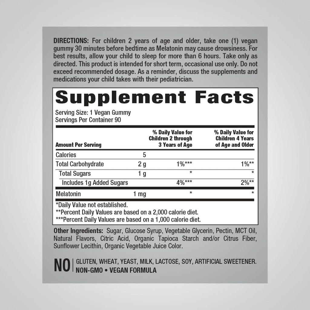 Piping Rock Kids Melatonin Gummies | 1mg | 90 Count | Supplement for Children | Mixed Berry Flavor | Vegan, Non-GMO, Gluten Free | Mixed Berry Flavor | Vegan, Non-GMO, Gluten Free