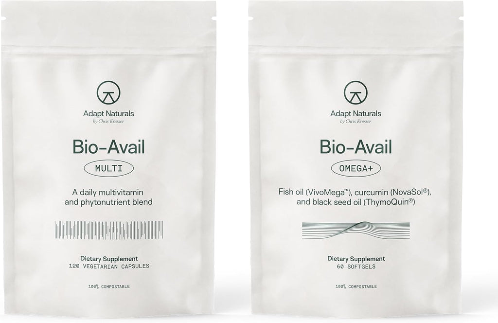 Adapt Naturals Daily Essentials Bundle – Bio-Avail Omega+ Fish Oil with Curcumin & Black Seed & Bio-Avail Multivitamin for Men & Women – 30-Day Supply