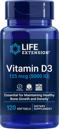 Life Extension Vitamin D3 5000 IU, 120 Softgels, 125mcg | 1 per day formula, Non-GMO and Gluten Free
