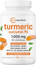Micro Ingredients Turmeric Curcumin 1,000mg Per Serving, 120 Capsules | Turmeric Curcumin Supplement with 95% Curcuminoids, Black Pepper & Ginger. Filler Free, Non-GMO, Vegetarian, Gluten Free.