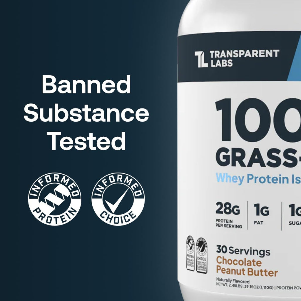 Transparent Labs Grass-Fed Whey Protein Isolate (30 Servings, Chocolate Peanut Butter) & Grass-Fed Whey Protein Isolate (30 Servings, Oatmeal Chocolate Chip Cookie)