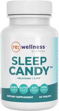 Reignite Wellness by JJ Virgin | Sleep Candy | Chewable 5-HTP Supplement with Inositol, Vitamin B6, Melatonin & L-Theanine for Adults | Lemon Flavor | 60 Tablets