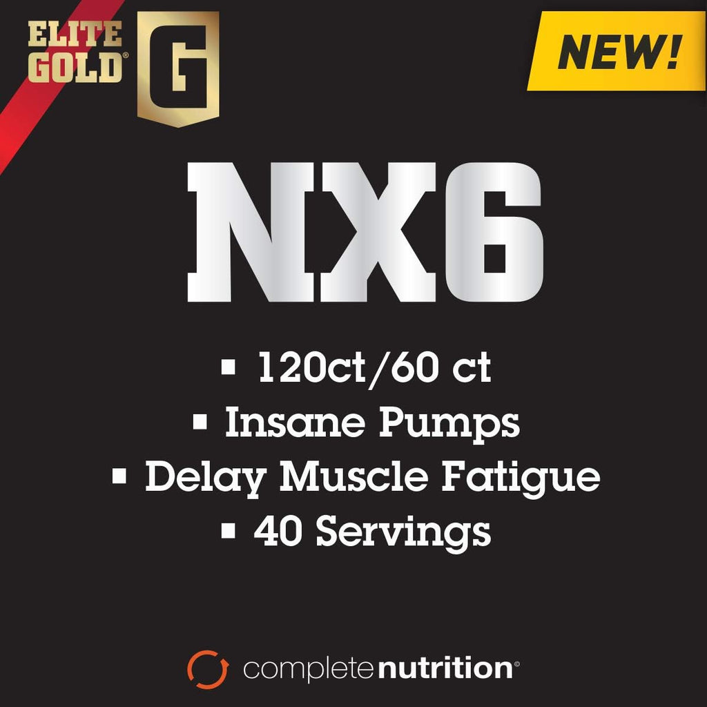 Elite Gold NX6 Nitric Oxide Rush, Pre Workout, Keto, Amino Energy, Beta Alanine, Optimum Nutrient Health, 120 Count Capsules