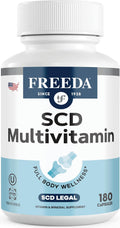 FREEDA SCD Multivitamin – Daily Multivitamin Supplement for Men & Women – Vegan, Gluten-Free, SCD Legal – Kosher Certified Adult Vitamins – Specific Carbohydrate Diet Friendly – 180 Capsules | SCD Legal Formula with Essential Vitamins & Minerals for Men a