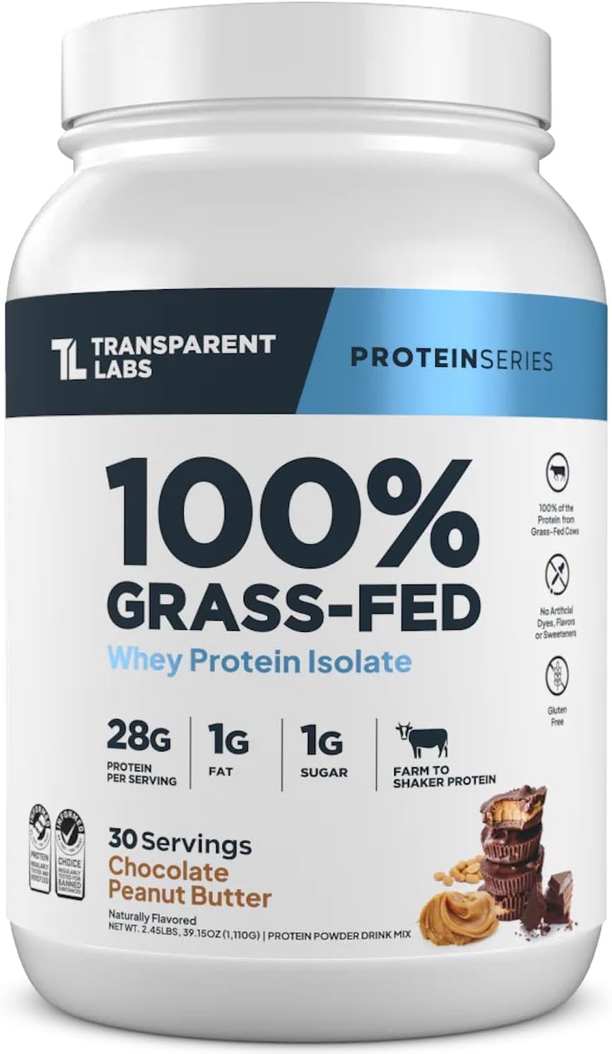 Transparent Labs Grass-Fed Whey Protein Isolate (30 Servings, Chocolate PB) & Creatine HMB (30 Servings, Strawberry Lemonade)