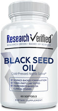 Research Verified Black Seed Oil - 60 Softgels - Boost Immunity, Support Digestion, Improve Respiratory Function - Cold-Pressed - 2% Thymoquinone (TQ)