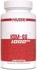 Huge Supplements KSM-66 Ashwaghanda, High Potency 5% Withanolides, 1000mg of Clinically Studied KSM66 (120 Capsules)