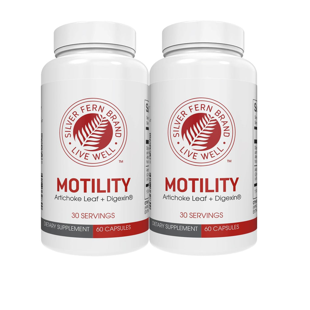 Silver Fern Motility- Non-Laxative Constipation and Slow Motility Boost | 60 Capsules, 30 Day Supply - Contains Artichoke Leaf, Tender Okra Pods, & Winter Cherry