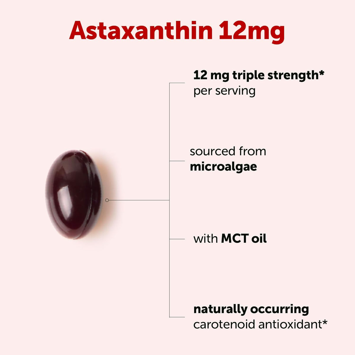 Micro Ingredients Astaxanthin 12mg Per Serving with MCT Oil, 120 Softgels | 4 Month Supply. Natural Microalgae Sourced Astaxanthin Supplement. Easy-to-Swallow. Non-GMO, Gluten Free, Soy Free.