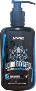 Huge Supplements Liquid Glycerol Supplement, Enhances Muscle Pumps, Increases Muscle Fullness, Boosts Endurance, Cellular Hydration Agent, Clean & Convenient Pump Top, Unflavored (60 Servings)