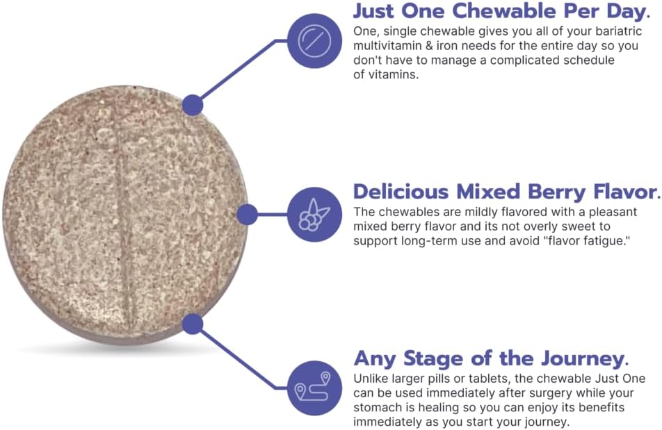 Bari Life Just One Chewable, Once Daily Bariatric Multivitamin and Iron