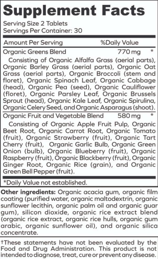 envitamin Green Fuel Organic Greens Tablets - Organic Greens, Fruit and Vegetable Blend