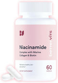 Bettervits Niacinamide Supplement with Vitamin B3, Marine Collagen & Hyaluronic Acid | High-Strength Vitamin B3 Capsules 300 mg. with Turmeric for Energy Metabolism & Skin Support - 60 Capsules