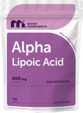 Micro Ingredients Alpha Lipoic Acid 600mg Per Serving, 300 Softgels | ALA Supplement | Made with MCT Oil| Non-GMO, Gluten-Free, Soy-Free