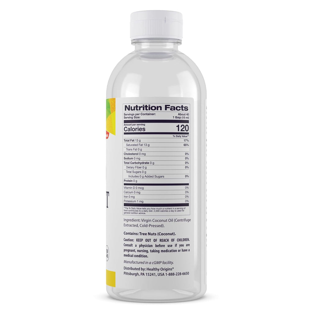 Healthy Origins Coconut Oil Liquid, 100% Virgin, 20 fl Oz