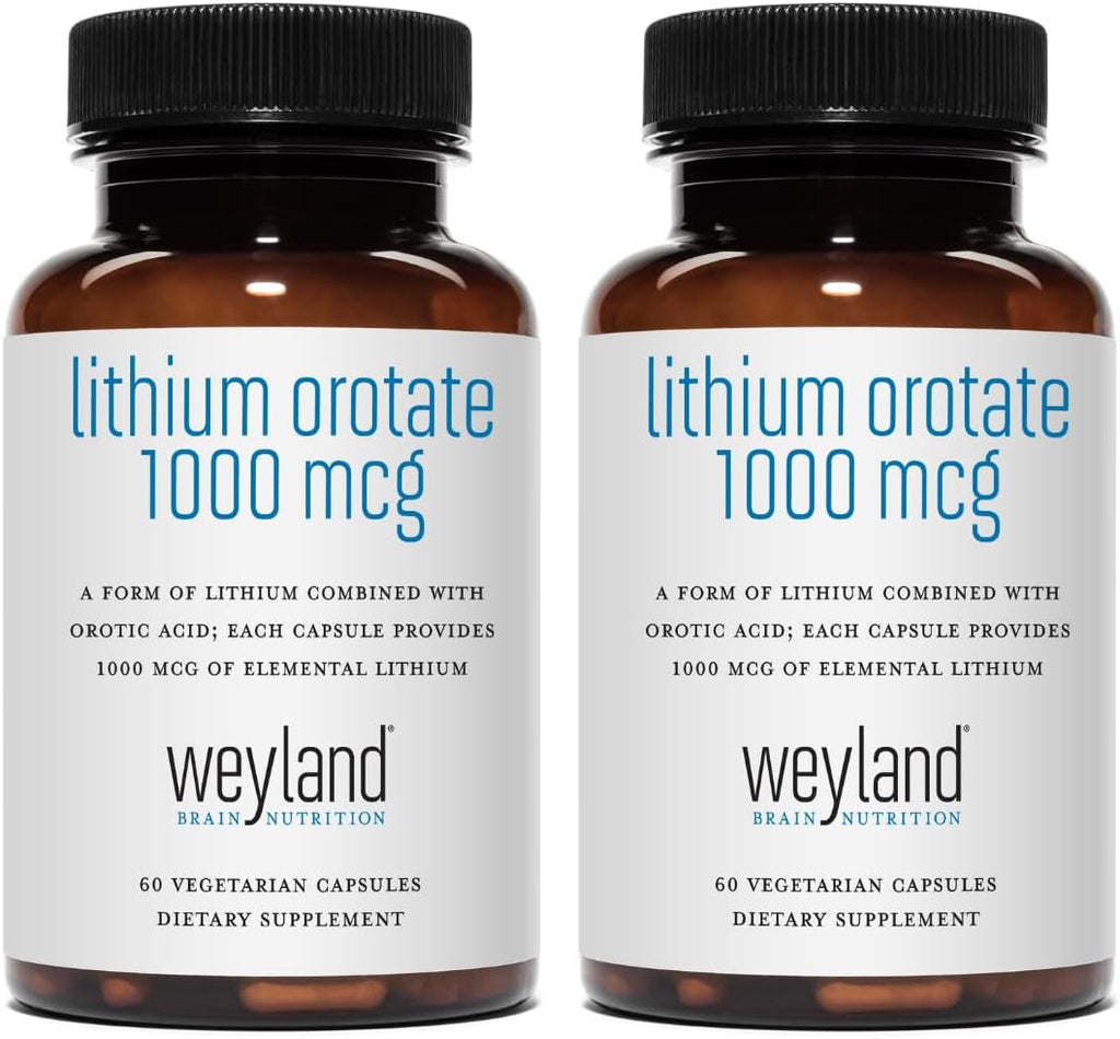 Lithium Orotate - 1000 mcg of Elemental Lithium, 60 Vegetarian Capsules (Pack of 2)