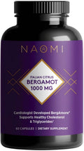 NAOMI Italian Citrus Bergamot 1000mg Extra Strength - Supports Healthy Cholesterol & Triglyceride Levels Already in Normal Range - Patented BergAmore® Extract, 7 Key Polyphenols, 30-Day Supply