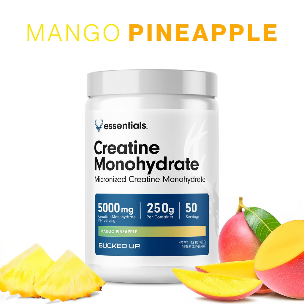 Bucked Up Pure Micronized Creatine Monohydrate for Women and Men - Easy to Mix and Unflavored - 5G Per Serving - 50 Servings - 250 Grams Per Container