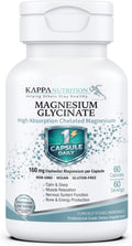Kappa Nutrition, Magnesium Glycinate 60 Vegan Capsules, 160 mg Elemental | High-Absorption Chelated Magnesium | 1 Capsule Daily | Non-GMO, Vegan, Gluten-Free | Made in USA with Canadian Magnesium