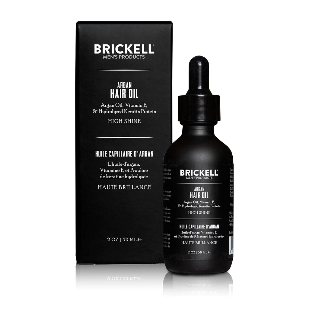 Brickell Men's Argan Oil for Hair, Lightweight Hair Oil Treatment For Men, With Argan Oil, Hydrolyzed Proteins, and Vitamin E, 2 Ounce, Scented