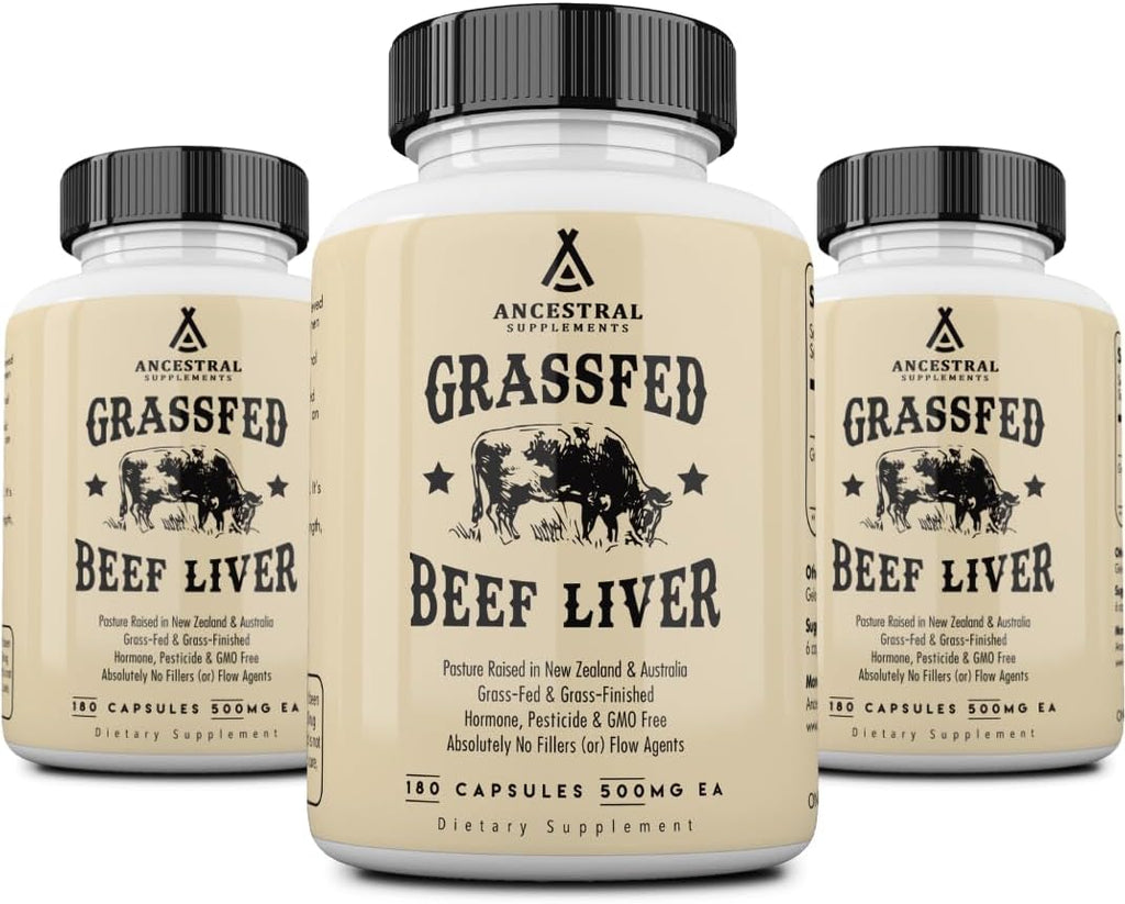 Ancestral Supplements Grass Fed Beef Liver Capsules, 180 Ct (3-Pack) | This freeze-dried beef liver supplement supports energy production, cleansing, digestion and immunity.