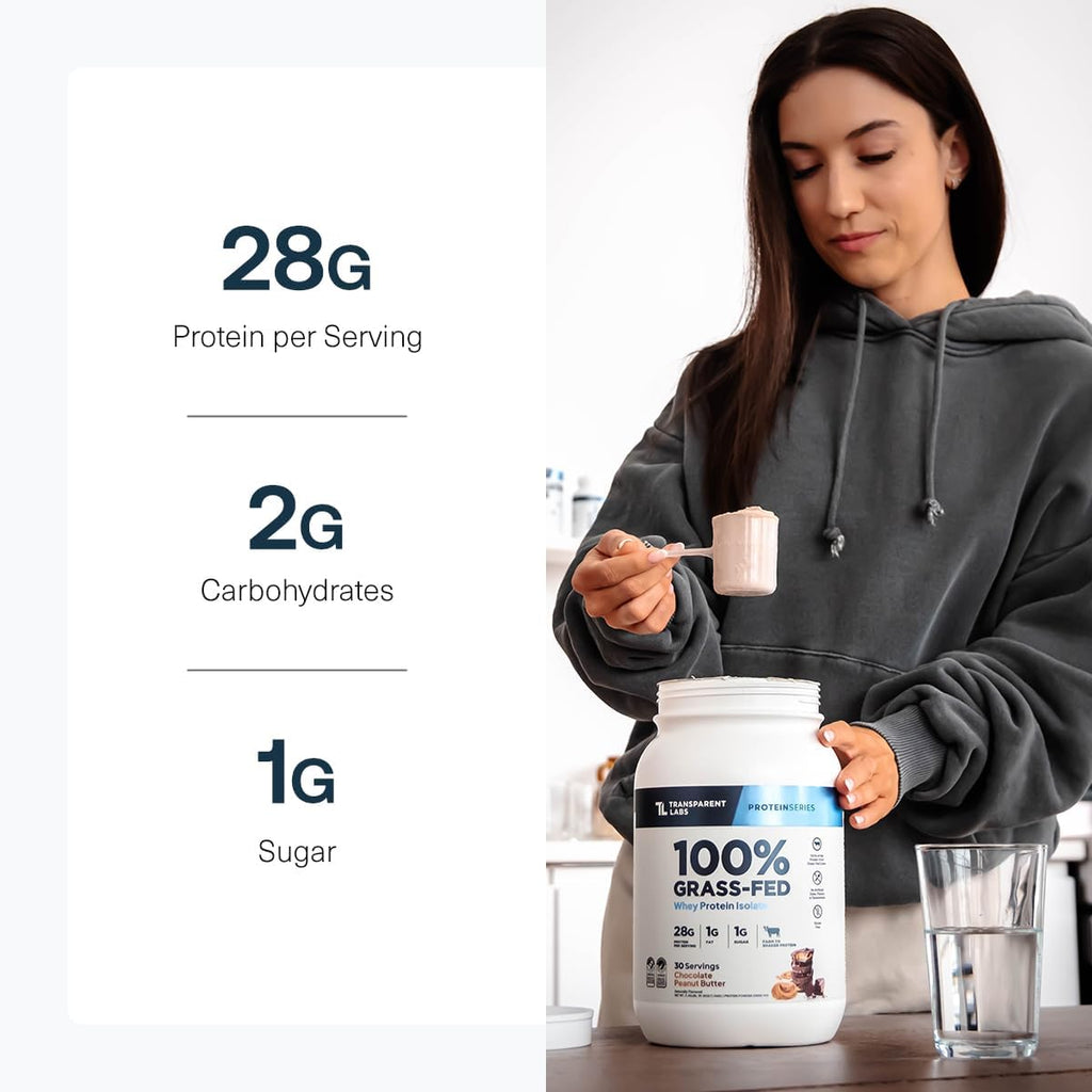 Transparent Labs Grass-Fed Whey Protein Isolate (30 Servings, French Vanilla) & Grass-Fed Whey Protein Isolate (30 Servings, Oatmeal Chocolate Chip Cookie)