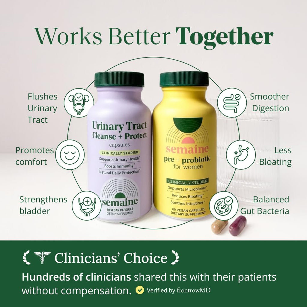 Semaine Urinary Tract Cleanse & Protect - Urinary Tract Health for Women, Cranberry Supplement for Women with Standardized Hibiscus, Daily Bladder Support Supplement, 30 Vegan Capsules
