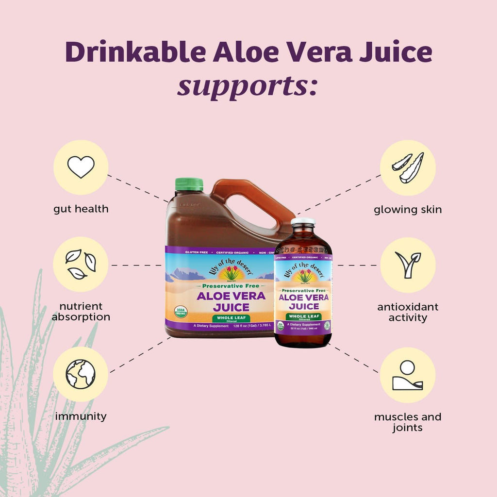 Lily Of The Desert Aloe Vera Juice, Whole Leaf, Organically Grown, Non-GMO, 64 Fl Oz