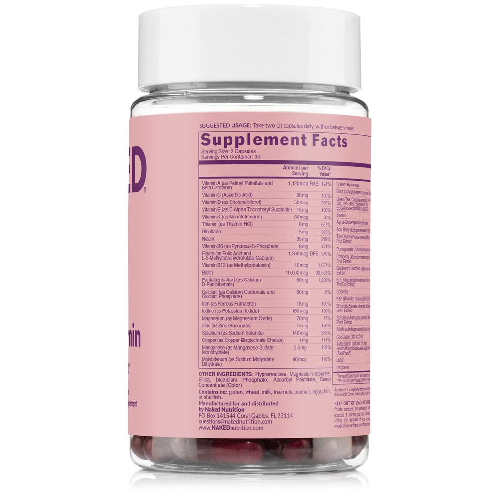 NAKED Men’s Multi – Daily Multivitamin for Men – A, C, E, Selenium, Zinc, Fruit and Super Green Extracts and More to Boost Immune Support – Gluten-Free and Vegetarian Daily Vitamins – 60 Capsules