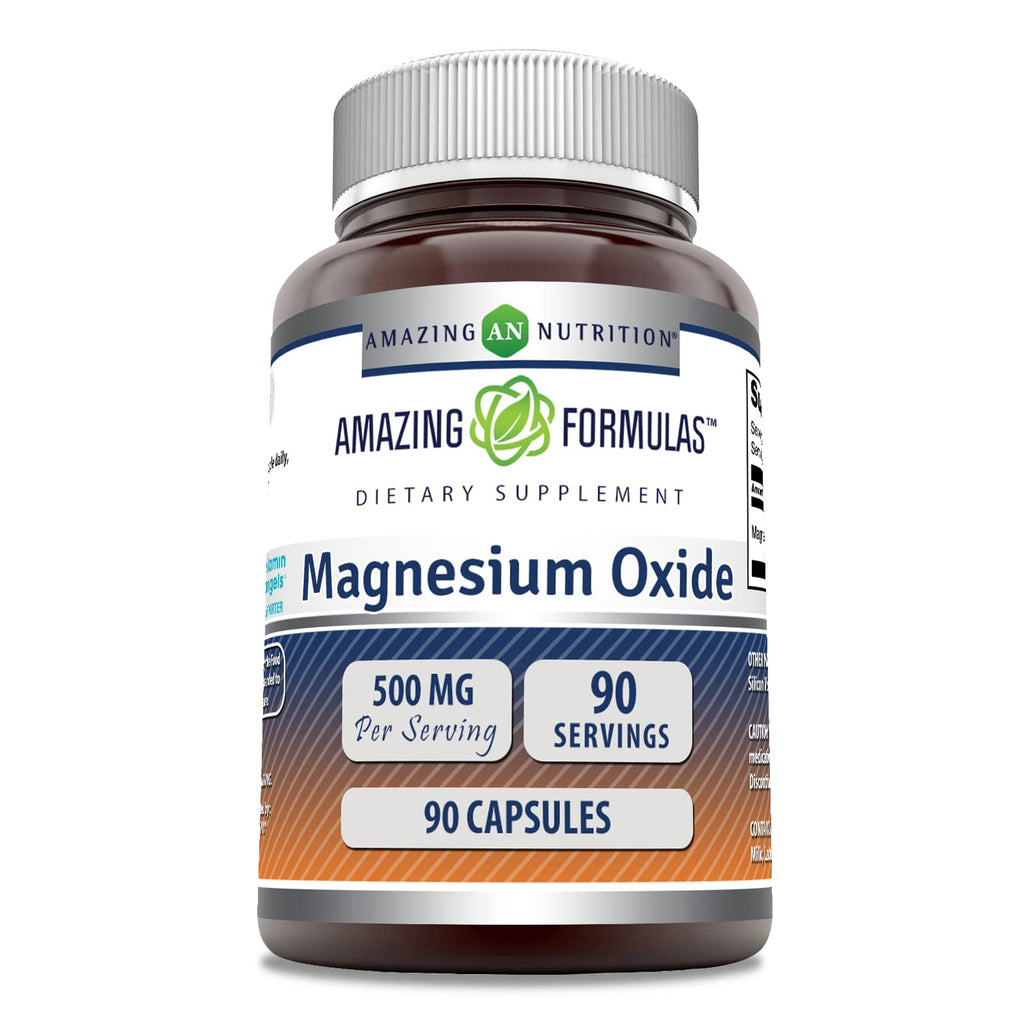 Amazing Formulas Magnesium Oxide Supplement | 500 Mg per Serving | 90 Capsules | Non-GMO | Gluten-Free | Made in USA