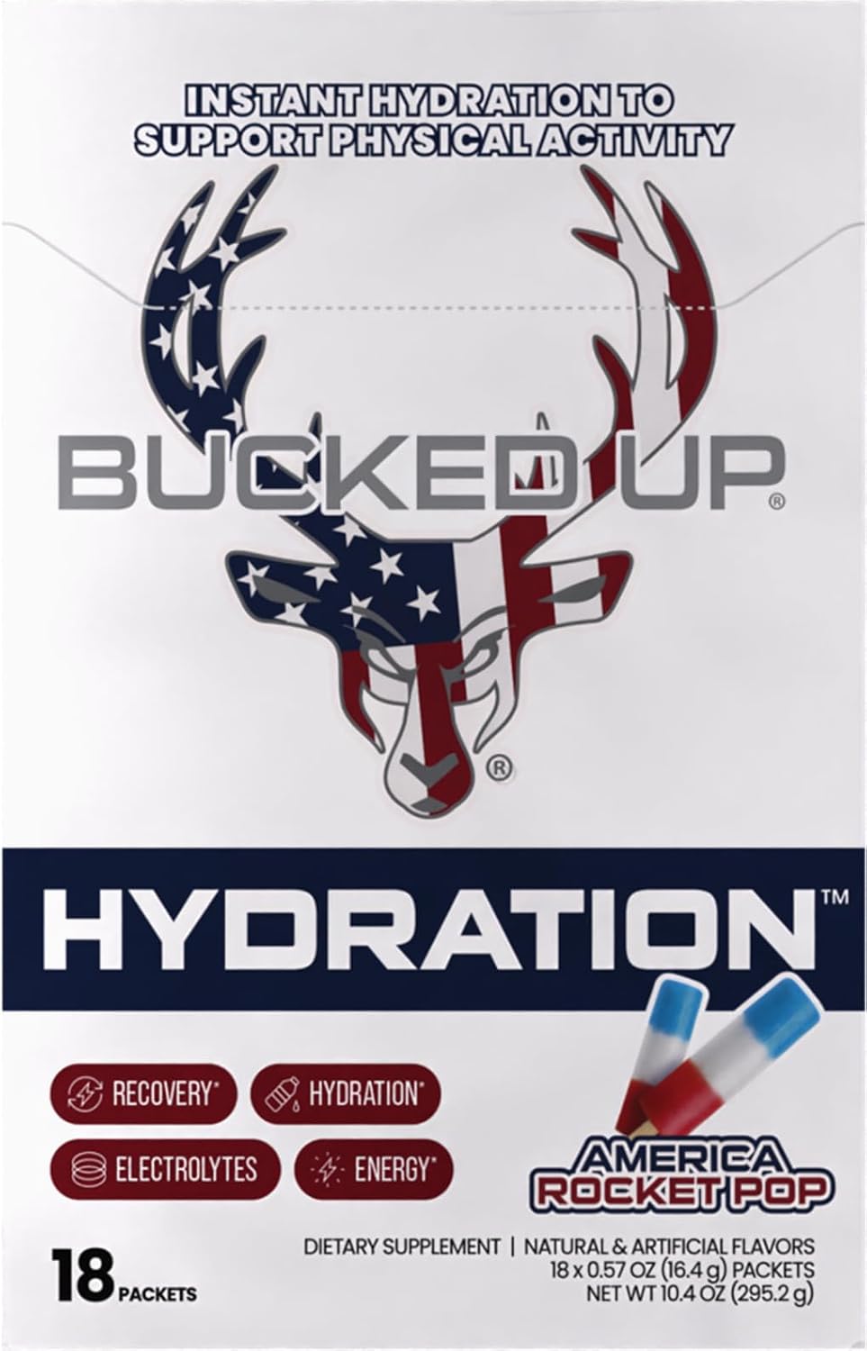 Bucked Up Hydration - Rocket Pop | Electrolyte and Hydration Powder Drink Mix | 18 Packs (18 Servings)