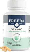 FREEDA Timed Release Vitamin C 1000mg – Slow-Release for All-Day Immune & Antioxidant Support, Gentle on Stomach, Kosher & Vegan, High-Absorption Tablets (100 Tablets) | Supports All-Day Immune & Antioxidant Defense – Promotes Collagen & Cell Health – Gen