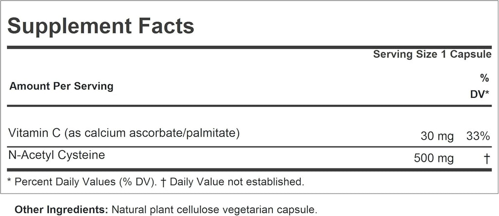 ANDREW LESSMAN ProCaps NAC 500 N-Acetyl Cysteine, 60 Capsules | 500 mg of N-Acetyl Cysteine to support glutathione production, antioxidant defenses and cellular health.