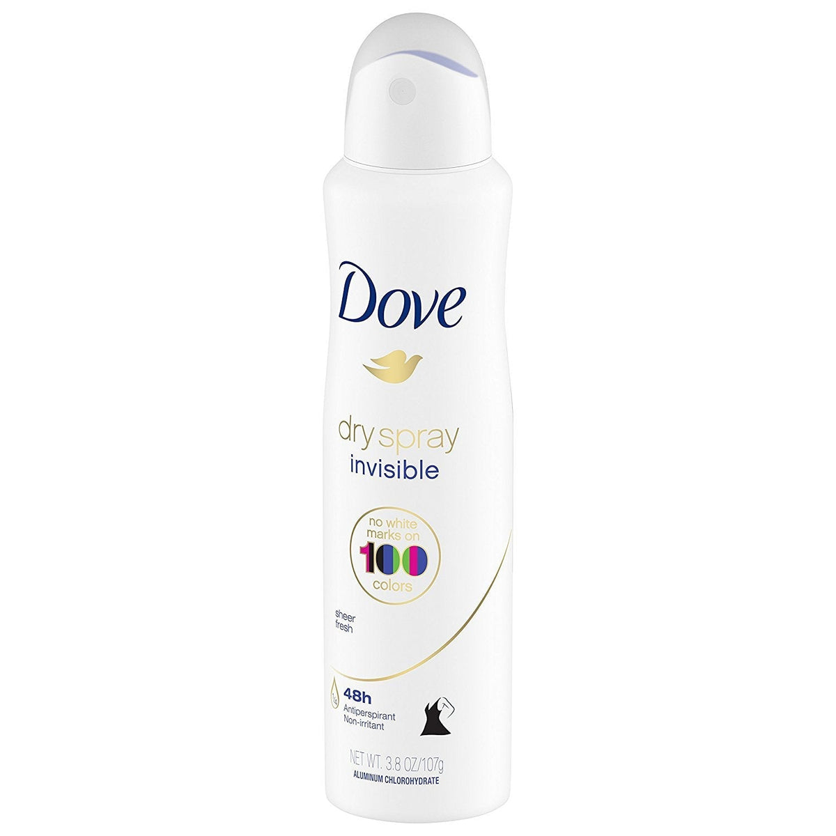 Dove Dry Spray Antiperspirant - Invisible - Sheer Fresh - Net Wt. 3.8 OZ (107 g) Per Can - Pack of 3 Cans