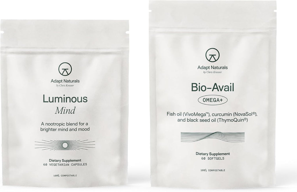 Adapt Naturals Brain & Body Wellness Bundle – Bio-Avail Omega+ Fish Oil & Luminous Mind Nootropic Supplement – 30-Day Supply