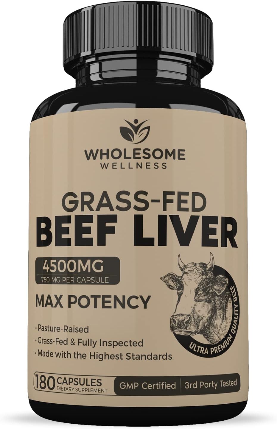Wholesome Wellness Organic Probiotics 100 Billion CFU + Grass Fed Desiccated Beef Liver Capsules Bundle