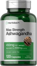 Horbäach Ashwagandha Supplement | Max Strength | 120 Capsules | Non-GMO, Gluten Free
