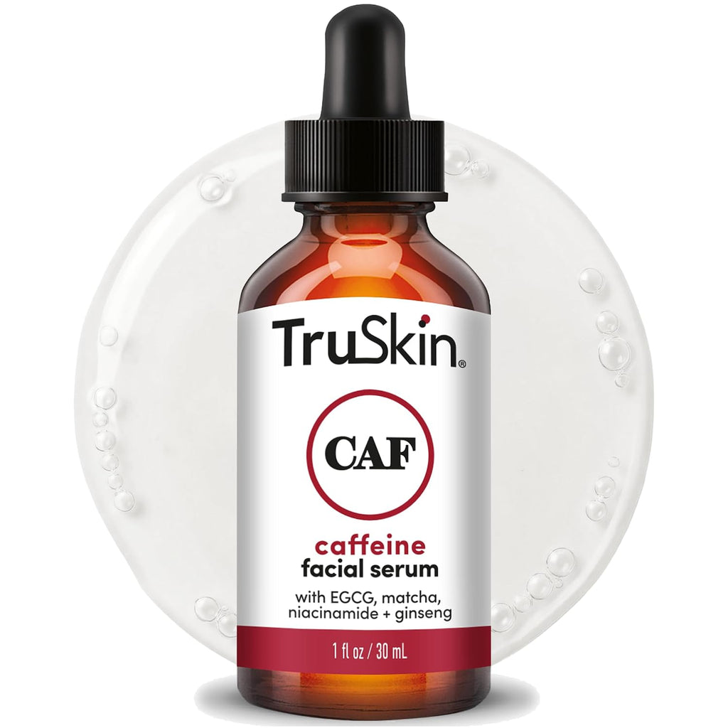 TruSkin Caffeine Face & Eye Serum for Dark Circles & Puffiness, 1 fl oz | With 5% Caffeine, EGCG, Niacinamide, Matcha & Ginseng to visibly refresh and energize tired-looking eyes