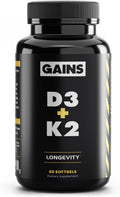 Gains in Bulk D3 K2 Supplement 5000 IU, 60 Softgels