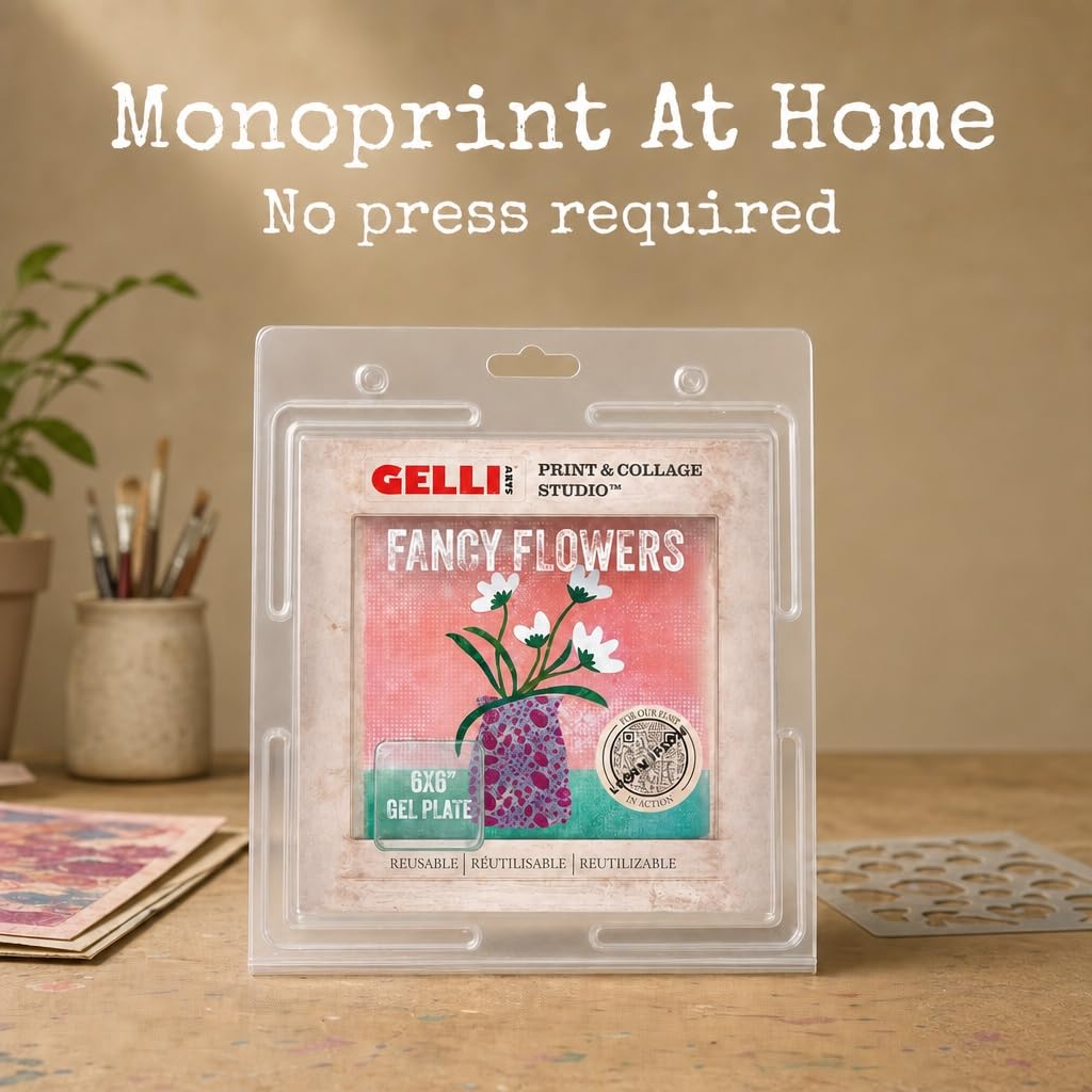 Gelli Arts Gel Printing Plate – Reusable Gel Printing Plate, Printmaking Supplies, Monoprinting at Home, Arts and Crafts – Easy Cleaning & Storage – Made in the USA – 6" x 6" – Blush Bloom