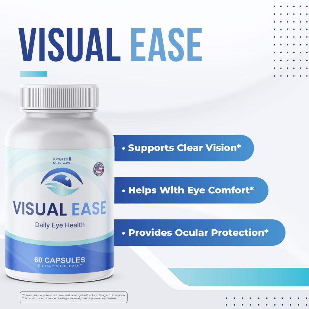 Visual Ease – Lutein, Zeaxanthin & Bilberry – 60 Ct, 1 Month Supply | Also includes Zinc with Lutein, Zeaxanthin, Bilberry & Vitamin A, C, E | Non-GMO, Made in USA | Daily capsule